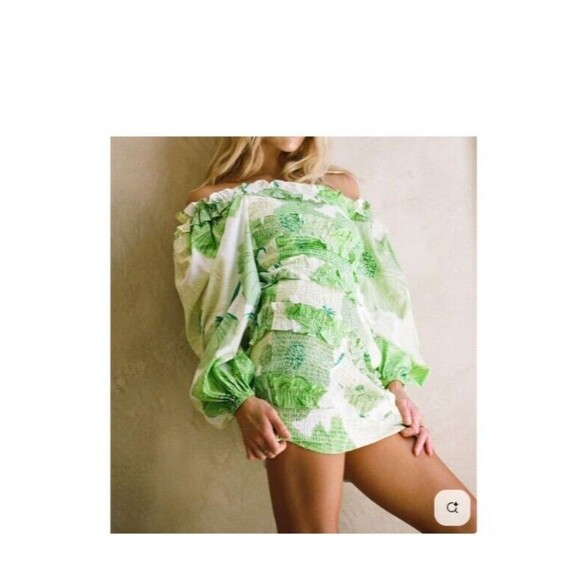 Sabo Mini Dress Women Berlyn Shirred Ruffle Party Vacation 90s Y2K - Picture 10 of 12